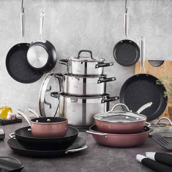 Infinity Chefs Vita- Cacerola de 24 cm. Aluminio forjado de alta resistencia y calidad. Revestimiento antiadherente reforzado con partículas de titanio que permite mayor resistencia a rayaduras - Imagen 2