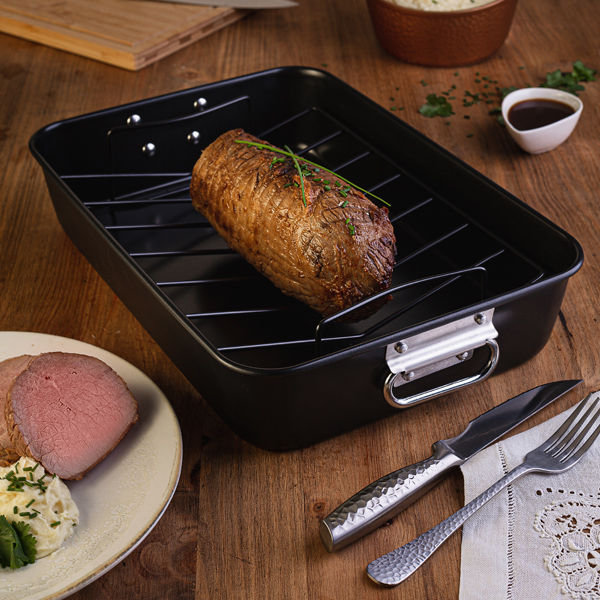 MOLDE HORNO 40X28X8CM ACERO AL CARBONO C/REJILLA ORIGEN SG - Imagen 2